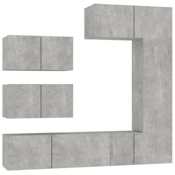 Set De Muebles De Tv 6 Piezas Madera Contrachapada Gris Hormigón