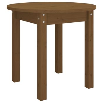 Mesa De Centro De Madera Maciza De Pino Marrón Miel Ø 45x40 Cm