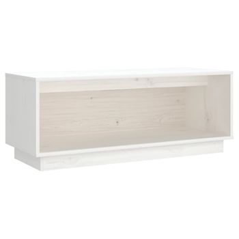 Mueble De Tv De Madera Maciza De Pino Blanco 90x35x35 Cm