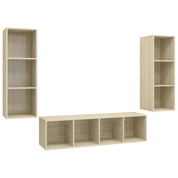 Juego De Muebles De Salón 3 Piezas Madera Ingeniería Roble Sonoma