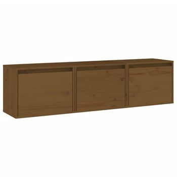 Muebles Para Tv 3 Piezas Madera Maciza De Pino Marrón Miel