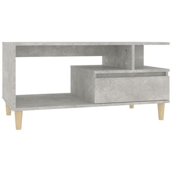 Mesa De Centro Madera Contrachapada Gris Hormigón 90x49x45 Cm