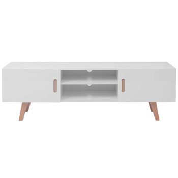 Mueble Para Tv Mdf 150x35x48,5 Cm Blanco Brillante