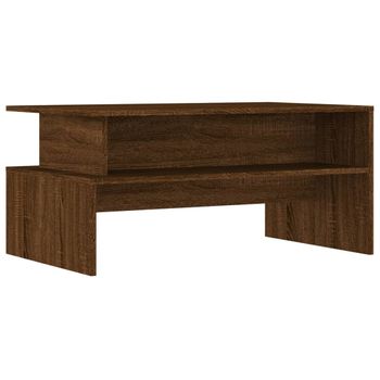 Mesa De Centro Madera De Ingeniería Marrón Roble 90x55x42,5 Cm