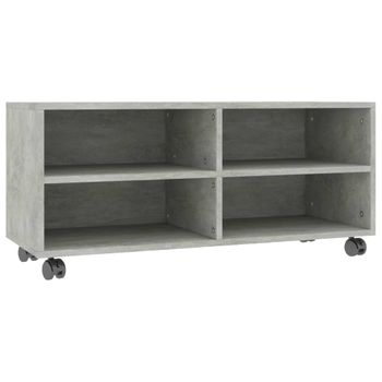 Mueble De Tv Con Ruedas Contrachapada Gris Hormigón 90x35x35 Cm