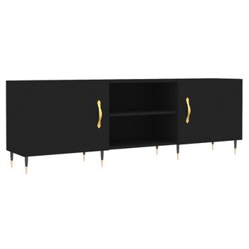 Mueble Para Tv Madera De Ingeniería Negro 150x30x50 Cm