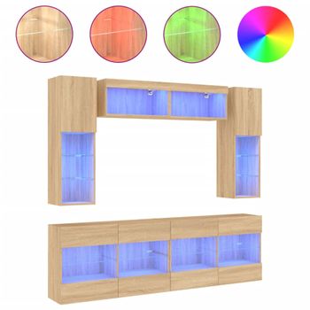 Muebles De Tv De Pared Con Luces Led 6 Piezas Roble Sonoma