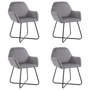 Conjunto De 4 Sillas De Comedor De Terciopelo Gris Patas De Acero Cds021621