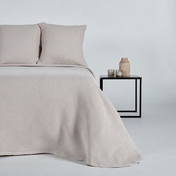 10xdiez Colcha Algodón Nido Abeja Beig 107  | (cama De 160 O 180cm - Beige)