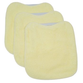 10xdiez Pack 3 Baberos Rizo Guardería Color Amarillo Con Elástico. Lavables, Exterior De Rizo Y Reverso Impermeable. Medidas: 33x29cm | (amarillo  )