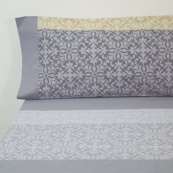 10xdiez Juego De Sábanas Estocolmo  | (cama 105 Cm - Gris)