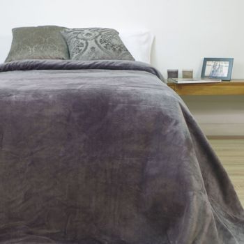 10xdiez Manta Coralina Alpes Carbón  | (cama De 90 O 105 Cm - 160x240 Cm - Gris)