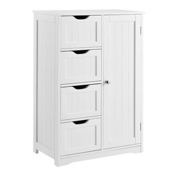 Mueble De Baño Mdf Blanco Lacado 3 Áreas De Almacenamiento + 4 Cajones 81x55x30 Cm 03_0000781