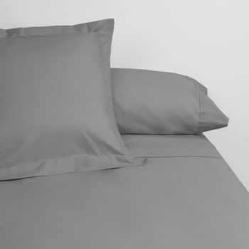 10xdiez Juego De Sábanas Venus Plus Liso 180 Hilos Mercurio  | (cama 200 Cm - Gris)