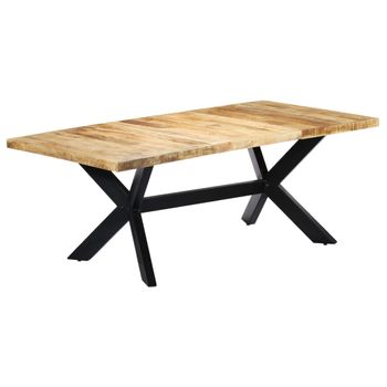 Mesa De Comedor De Madera Maciza De Mango Estilo Industrial 200x100x75 Cm 0902276