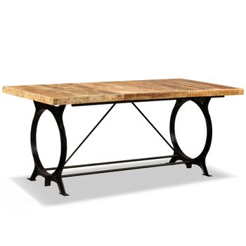 Mesa De Salón Comedor De Madera Maciza De Mango Rugosa Estilo Industrial 180 Cm 0902317