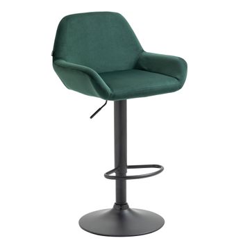 Taburete De Bar Silla Alta X1 En Terciopelo Verde Oscuro Terciopelo Metal Negro M10_000181