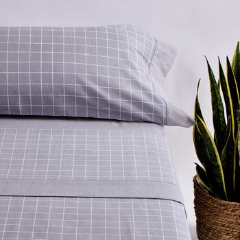 10xdiez Sábanas Franela Square Gris  | (cama 180 Cm - Gris)