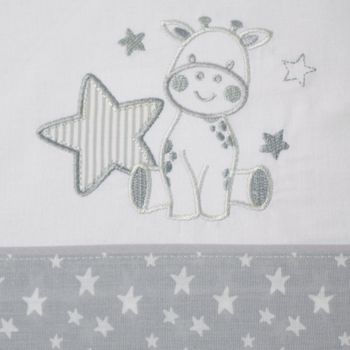 10xdiez Juego De Sábanas Cuna Jirafa 378 Blanco/gris  | (cuna - 60x120 Cm - Blanco)