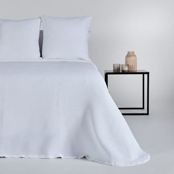 10xdiez Colcha Algodón Nido Abeja Blanco  | (cama De 105cm - Blanco)