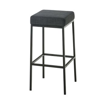 Taburete De Bar X1 Diseño Clásico Y Simple Altura 85 Cm Reposapiés Base Metal Negro Asiento Tela Negra M10_004697