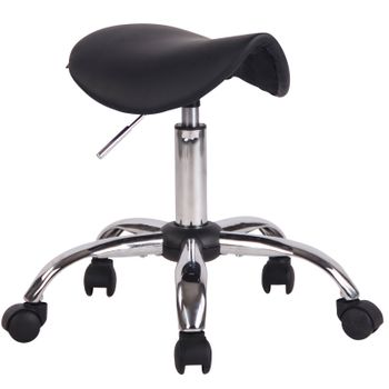 Taburete De Trabajo Asiento Giratorio Altura Ajustable Polipiel Negro Y Metal Cromado M10_000186