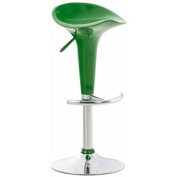 Taburete De Bar X1 Silla Alta Moderna Giratorio Y Regulable Polipropileno Verde Y Metal Cromado M10_004782