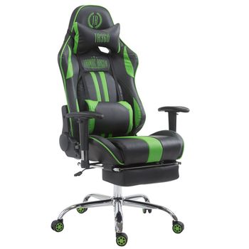 Silla De Escritorio Y Oficina Con Ruedas Silla Gaming Xl Con Reposapiés Polipiel Negro/verde Y Metal Cromado M10_002876