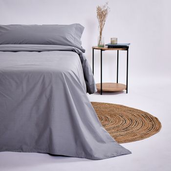 Sábana Bajera Ajustable Lisa Antracita Cama 200 Cm - 200x200 Cm, Algodón  200 Hilos. con Ofertas en Carrefour