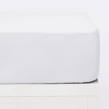 10xdiez Sabanas Bajeras Algodón Percal 200 Hilos Blanco  | (cama De 90cm - Blanco)