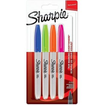 Sharpie Marcador Permanente Fine 09mm Surtidos Neon Punta Redonda Blister -4u-