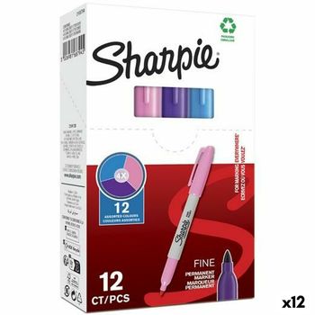 Rotulador Permanente Sharpie Morado Rosa Turquesa (12 Unidades)