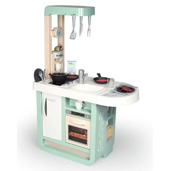 HOMCOM Cocina de Juguete de Madera 5 Piezas para Niños de +3 Años Cocinita  de Juguete con Luz y Sonidos 65x29x81 cm Azul