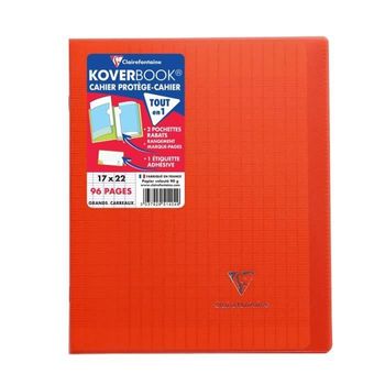 Clairefontaine - Cuaderno De Puntadas Con Solapas Koverbook - 17 X 22 - 96 Páginas Seyes - Cubierta De Polipropileno Translúcido - Rojo