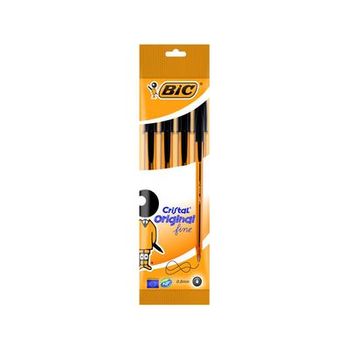 Bic Bolsa 4 Bolígrafos Cristal Fine Negros. Trazo 0,3mm. 872726