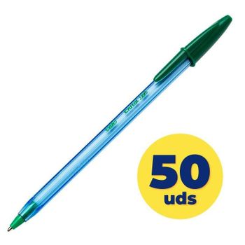 Caja De Bolígrafos De Tinta De Aceite Bic Cristal Soft 921219/ 50 Unidades/ Verdes
