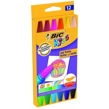 Caja De 12 Ceras Al Aceite Bic Especiales Para Niños + 30 Meses