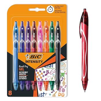 Bic Gel-ocity Quick Dryboligrafos De Gel De Punta Media (0,7mm) - Colores Surtidos,blister De 8 Unidades Boligrafo Retractil Con Tinta De Secado Ultrarapido