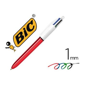 Boligrafo Bic Cuatro Colores Shine Rojo Punta De 1 Mm (pack De 12 Uds.)