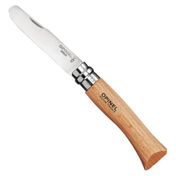 Navaja Opinel Nº07 De Punta Redondeada, Hoja De Acero Inoxidable De 8 Cm, Alta Resistencia A La Corrosión, Mango De Haya Natural, 001696