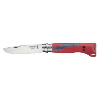 Navaja Outdoor Junior Rojo Opinel Nº07 Punta Ligeramente Redondeada Con Silbato Hasta 100 Db, Hoja De 7,5 Cm Robusta, Punta Ligeramente Redondeada, 001898