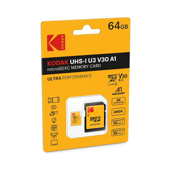 Kodak Tarjeta De Memoria Micro Sdhc De 64 Gb Con Adaptador - Solución De Almacenamiento De Alta Velocidad