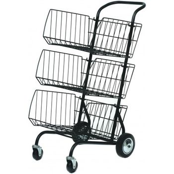 Archivo 2000 Carrito De Correspondencia Alba Met?lico Con 3 Cestas 460x620x950 Mm Negro