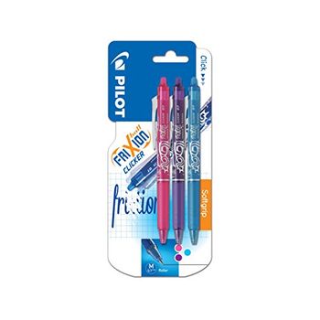 Pilot Frixion Clicker -boligrafo  Roller De Gel De Tinta Borrable (3 Unidades), Color Rosa, Morado Y Azul