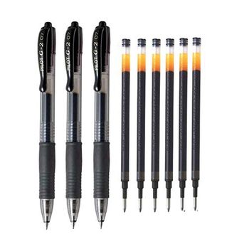 Pilot- 3boligrafo S Bl-g2-7 Retractil Tinta De Gel + 6 Repuestos (negro)