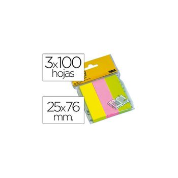 Bloc De Notas Adhesivas Quita Y Pon Post-it 671/3 Mininotas Rosa/verde/amarillo Neon