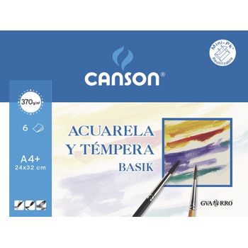 Canson Acuarela Basik , Minipack A4, 6 Hojas 370 G
