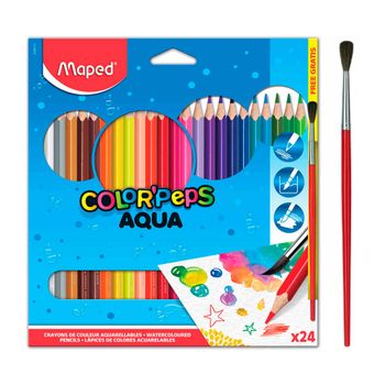 Lápices De Colores Maped Aqua 24 Unidades + Pincel