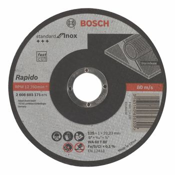 Disco De Corte Recto Bosch Para Amoladora 125 Mm Para Metales Inoxidables