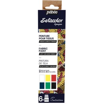 Set De 6 Vernices Setacolor Para Telas Claras Y Oscuras - 6 X 20 Ml